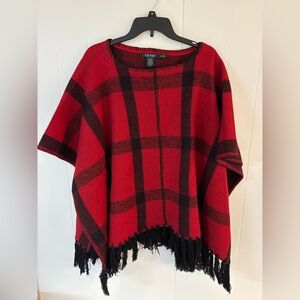 Ralph Lauren Red and Black Plaid Poncho